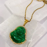 GREEN BUDDHA XL STEEL necklace