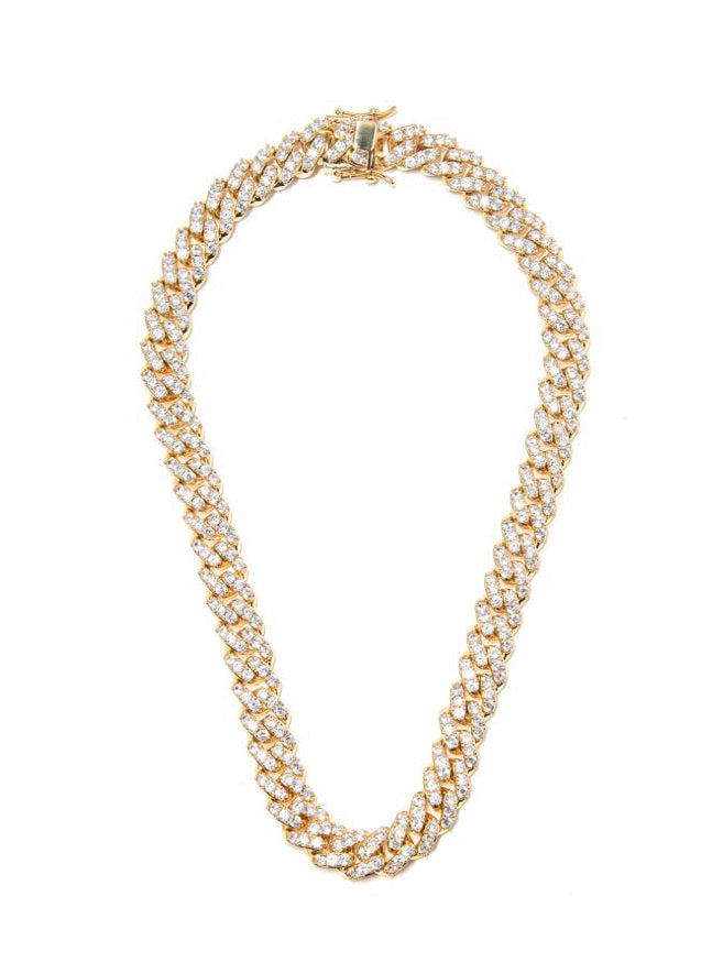 CUBAN CRYSTAL GOLD 12MM necklace