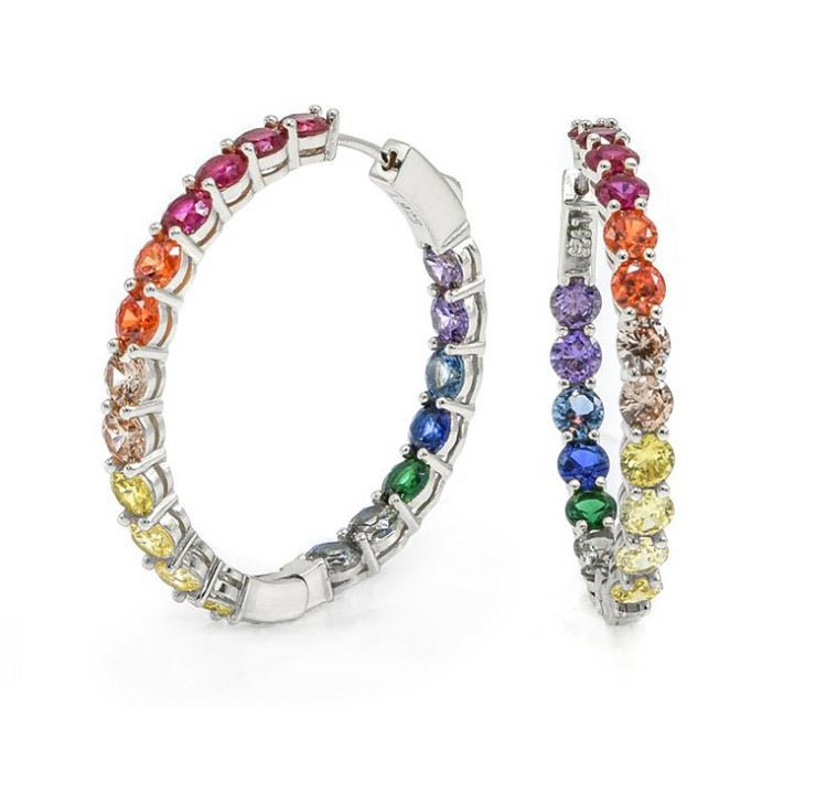 RAINBOW CRYSTAL HOOP earrings
