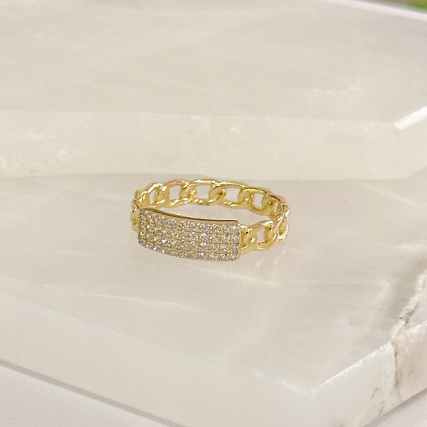 GOLD CUBAN CZ MINI ring