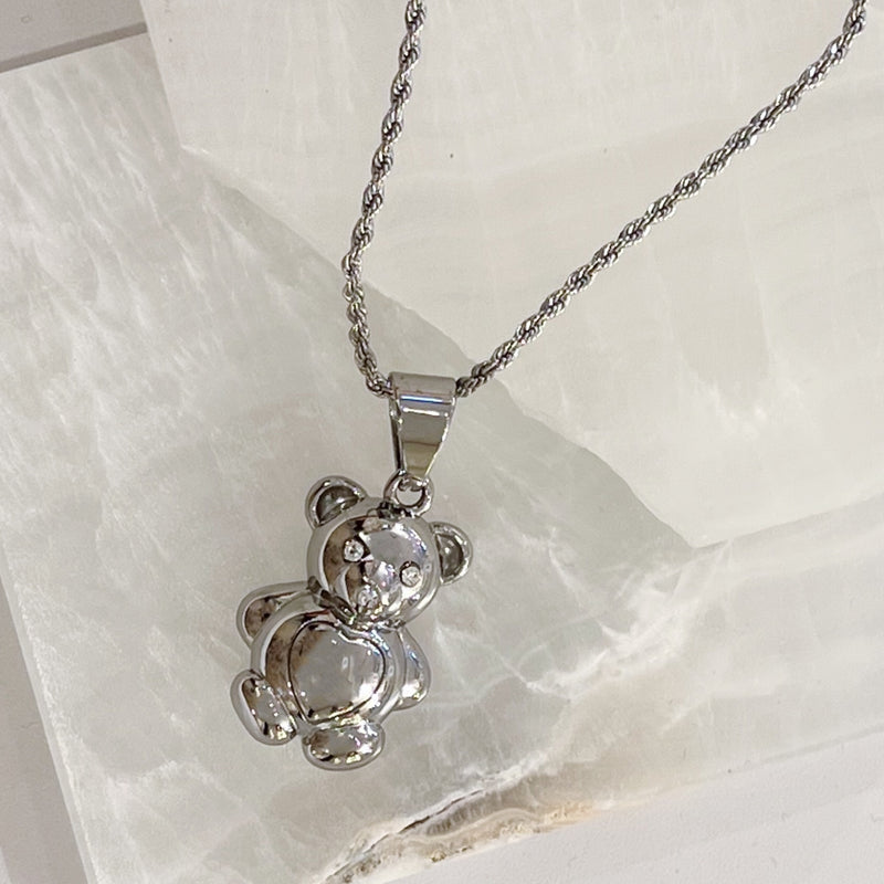 Sterling Silver Stone Baby Bear Necklace – The Golden Bear