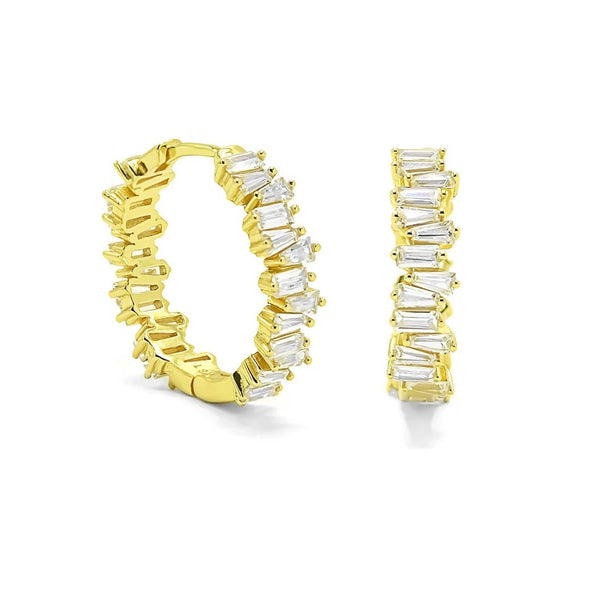 LAYLA BAGUETTE CRYSTAL HOOP earrings