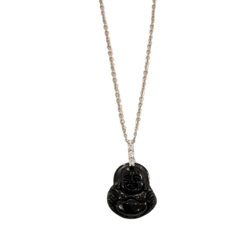 Heftsi Gold Buddha Pendant With Black Onyx And Gold Hematite For Rent