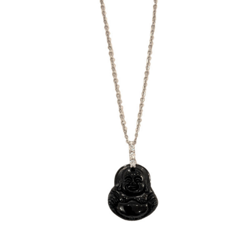BLACK BUDDHA III STEEL MINI necklace Mazza Boutique