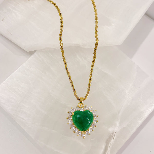 CRYSTAL HEART II JADE necklace