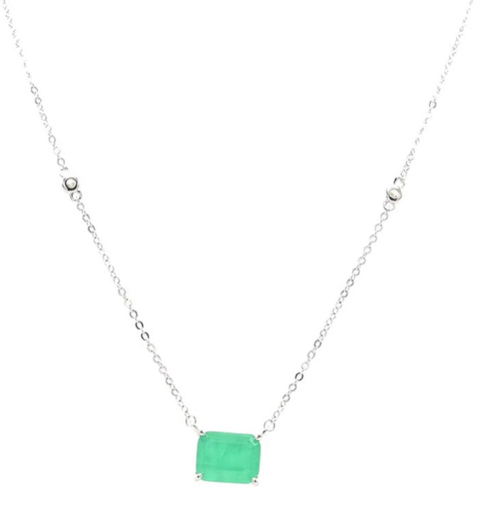 EMERALD SOLITAIRE SILVER necklace