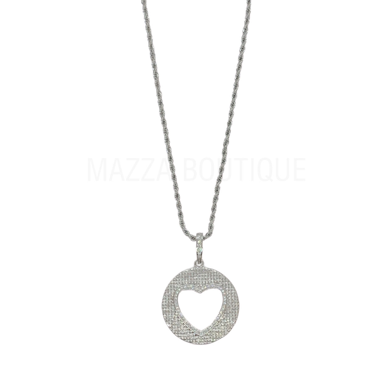 CIRCLE MEDALLION HEART SILVER necklace