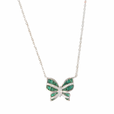 EMERALD SILVER BUTTERFLY necklace