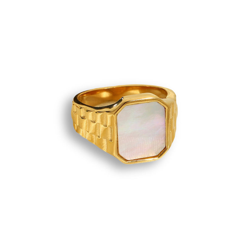 MOTHER OF PEARL SIGNET ring