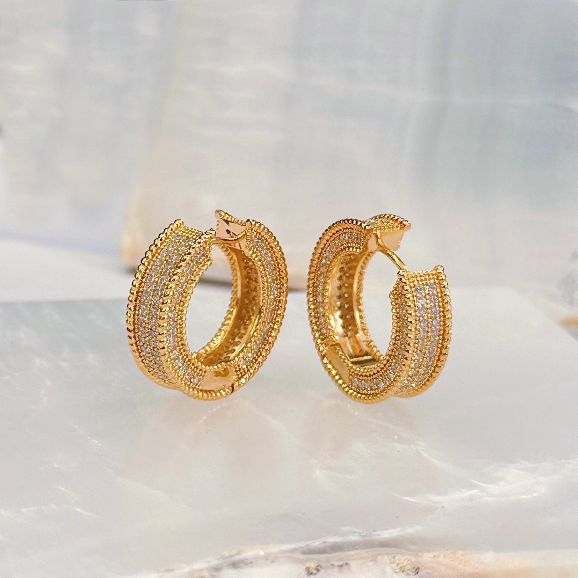 ROSE GOLD CRYSTAL CHUNKY HOOP earring