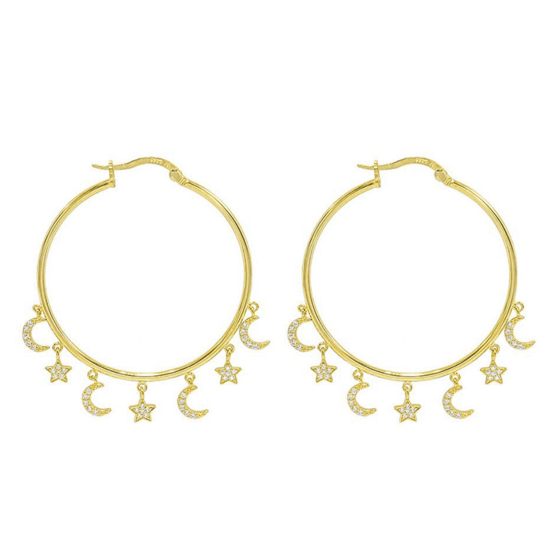 MOON & STARS HOOP earrings