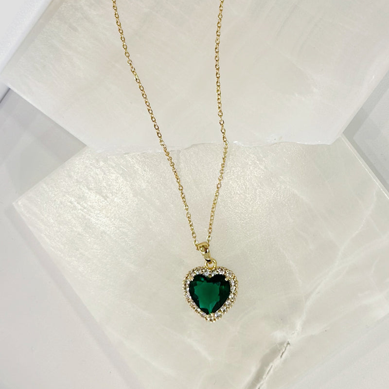 EMERALD CRYSTAL HEART necklace