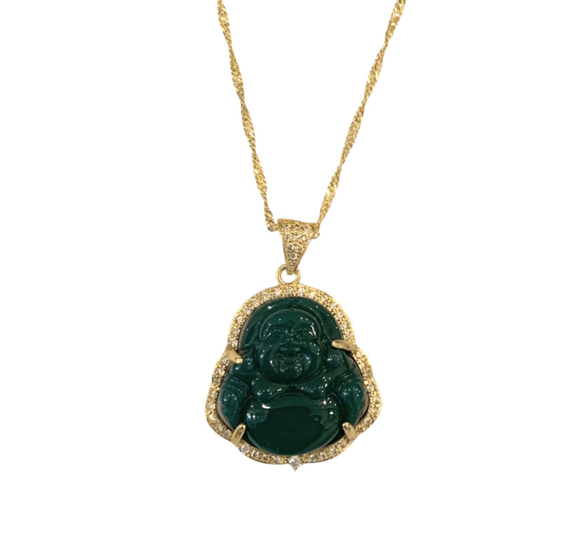 GREEN BUDDHA CRISIANT GOLD necklace