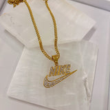 SWOOOSH CRYSTAL GOLD necklace