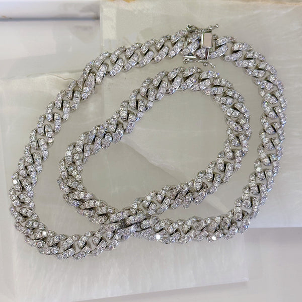 CUBAN CRYSTAL SILVER 10MM necklace