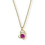 DOUBLE HEART FUCHSIA necklace