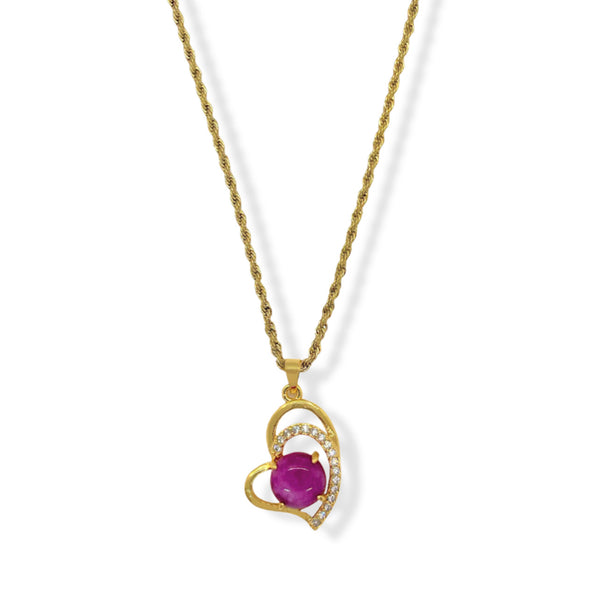 DOUBLE HEART FUCHSIA necklace