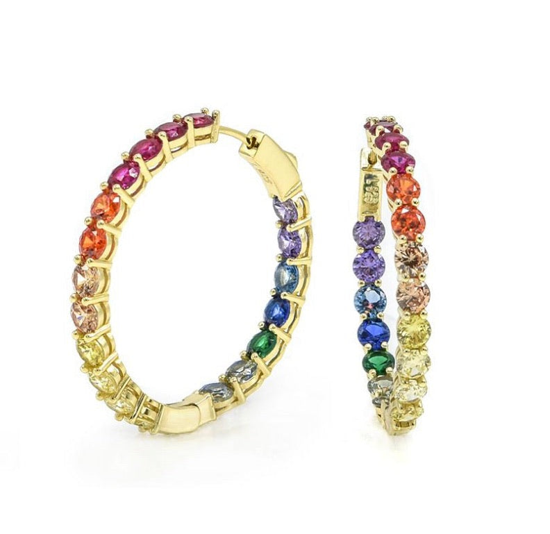 RAINBOW CRYSTAL HOOP earrings