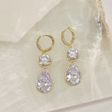 GOLD DOUBLE CRYSTAL TEARDROP earrings