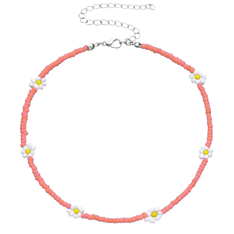 PEACH FLOWER BEADED necklace