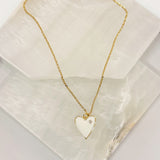 ENAMEL WHITE HEART STONE necklace