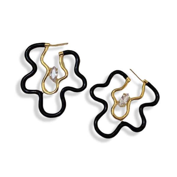 BLACK SQUIGGLE earrings