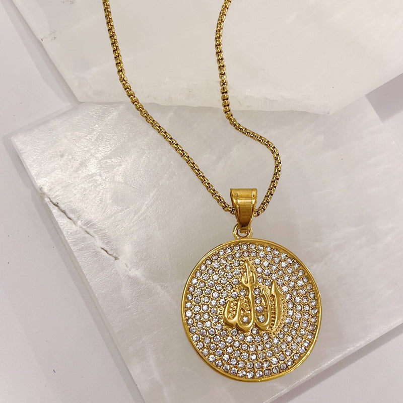 LARGE ALLAH CRYSTAL necklace