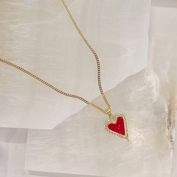 CRYSTAL RED HEART necklace