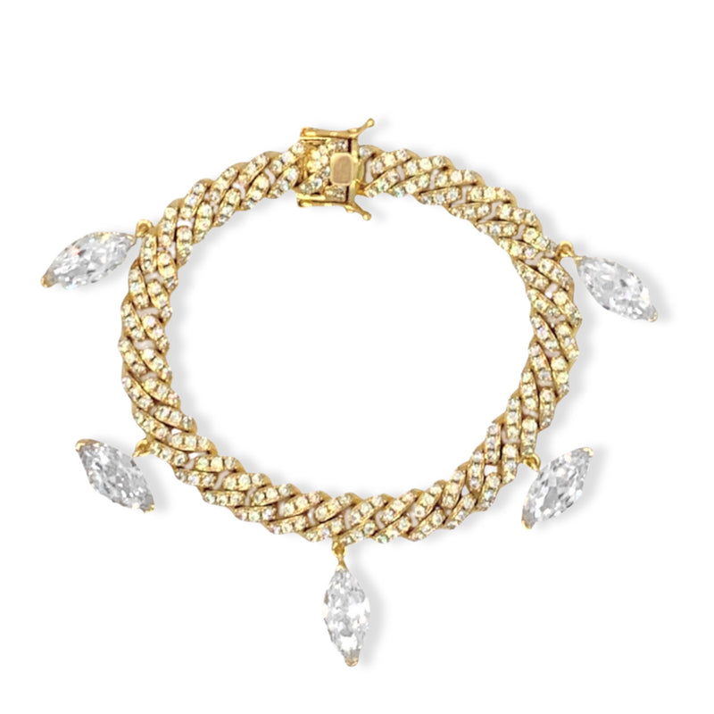 GOLD CUBAN MARQUIS CUT bracelet