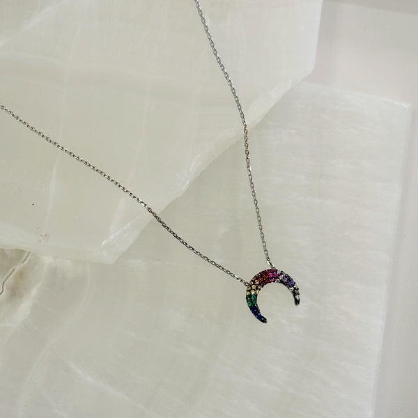 RAINBOW CRESCENT HORN necklace