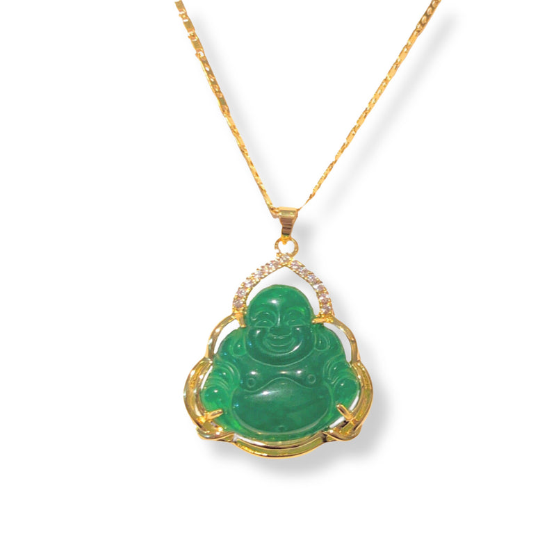 L Laughing Buddha Pendant Necklace With 18k Gold Plated Green Jade Lab  Simulated Diamond Pendant With Chain And CZ Jewelry From Chrisl, $14.13 |  DHgate.Com