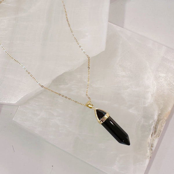 BLACK ONYX AMULET necklace