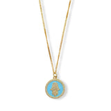 LIGHT BLUE HAMSA CIRCLE MINI necklace