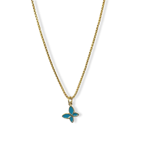 TEAL BUTTERFLY SUPER MINI necklace