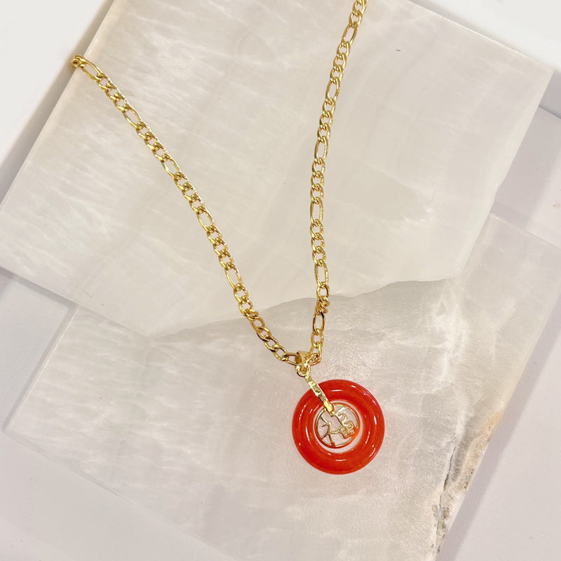 GOOD FORTUNE MINI RED JADE necklace