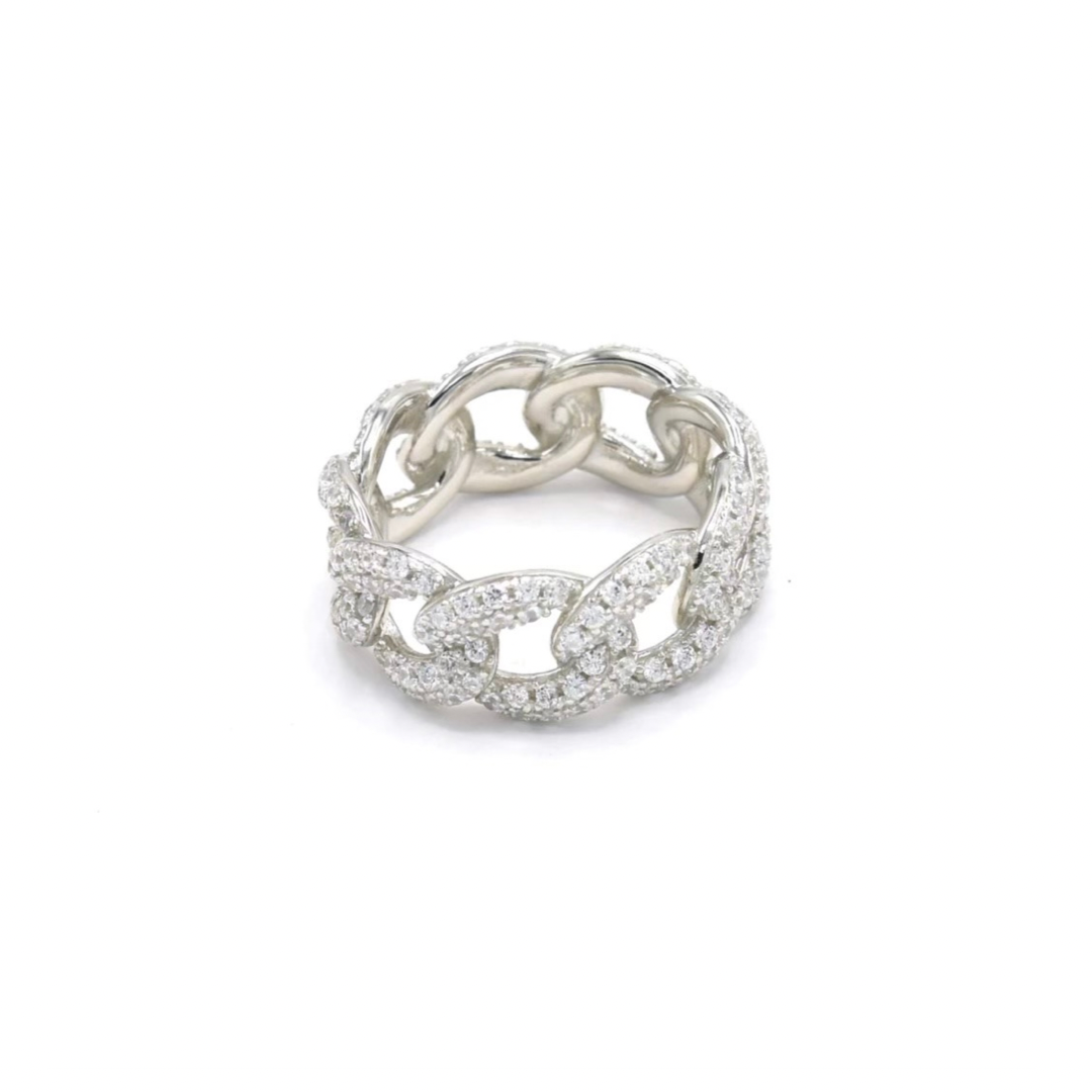 SILVER CUBAN CZ II ring