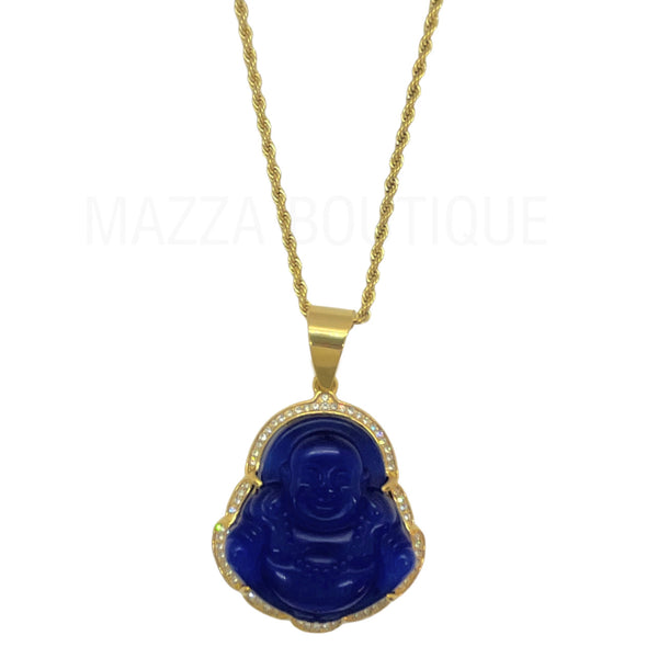 DARK BLUE BUDDHA XL STEEL necklace