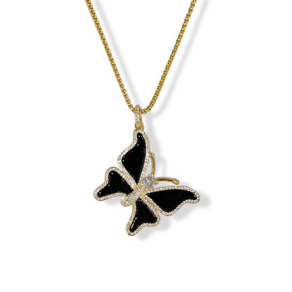 BLACK YARA BUTTERFLY necklace