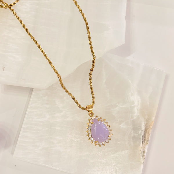 CRYSTAL TEARDROP LAVENDER JADE necklace – Mazza Boutique
