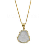 WHITE BUDDHA GOLD STEEL necklace