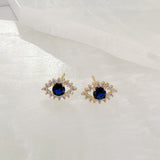CRYSTAL SAPPHIRE EVIL EYE STUD earrings