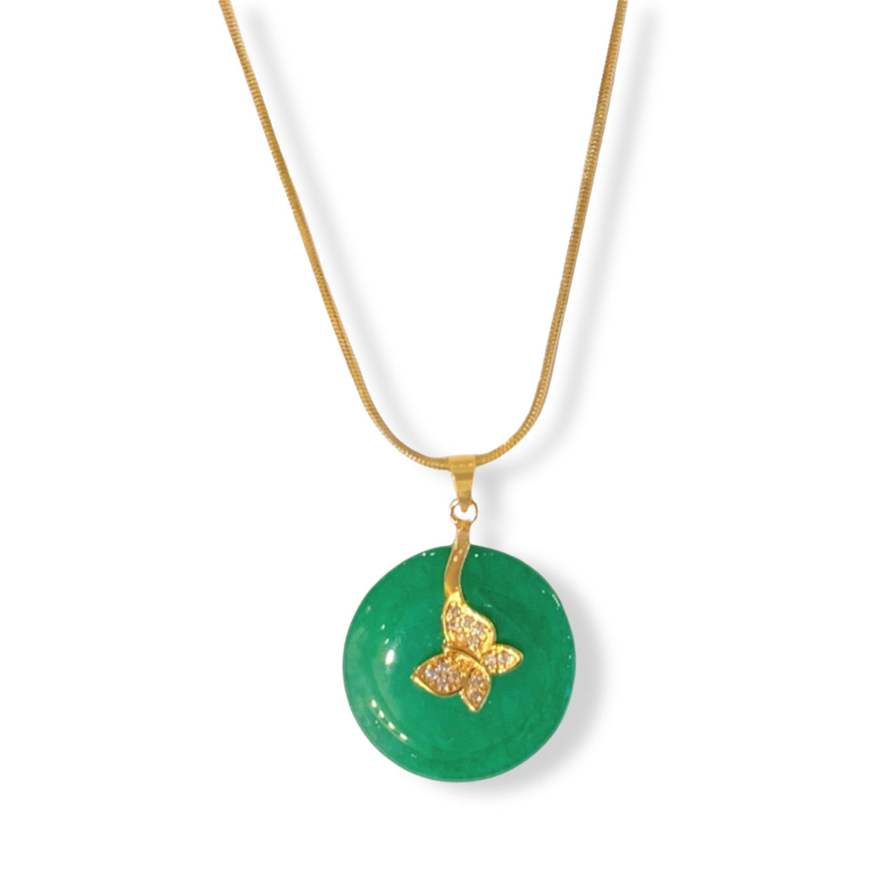 CIRCLE BUTTERFLY JADE necklace