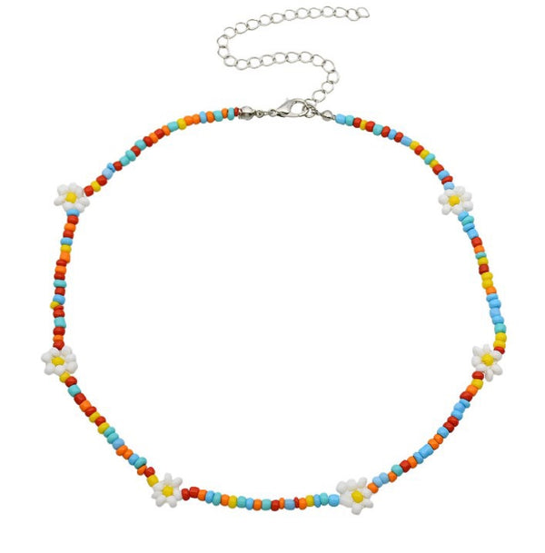 MULTICOLOR FLOWER BEADED necklace