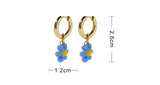 BLUE FLOWER DANGLE HOOP earrings