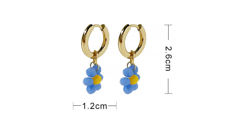 BLUE FLOWER DANGLE HOOP earrings