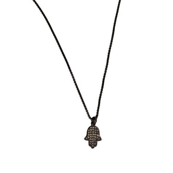 BLACK ONYX HAMSA II SUPER MINI necklace