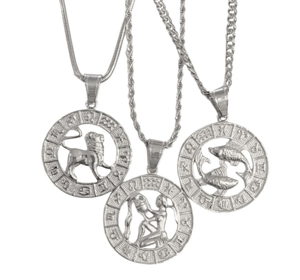 SILVER ZODIAC MEDALLION necklace