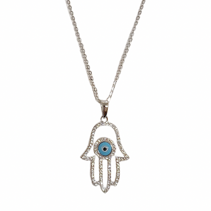 Hamsa hand choker necklace protection good luck gifts evil eye gifts –  Gemnotic