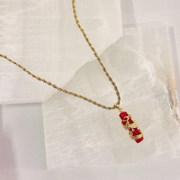DRAGON II RED JADE necklace