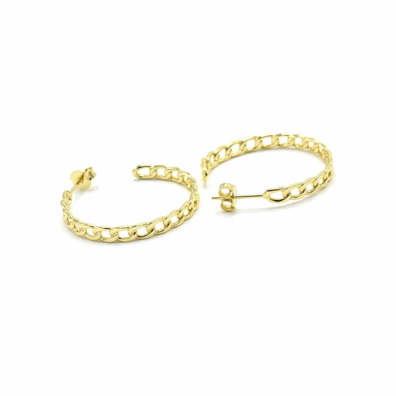 THIN CUBAN HOOP earrings